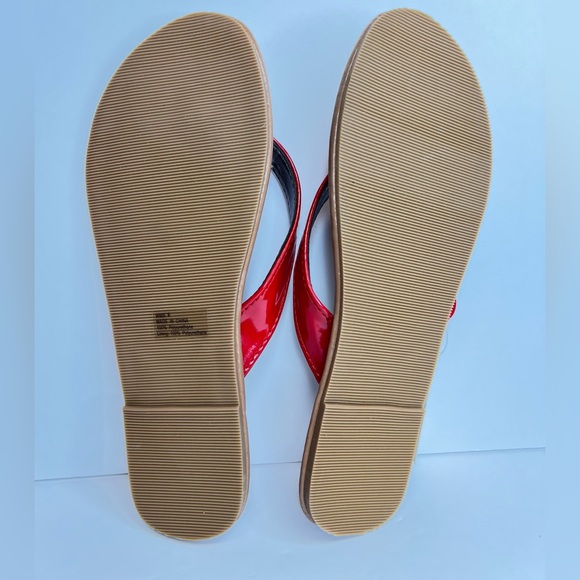 Talbots Womens Mari Red Patent Starfish Beach Theme Flip Flops Thongs Sz 9 NWT - Picture 7 of 8
